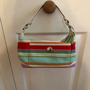 Small multicolor striped Coach bag